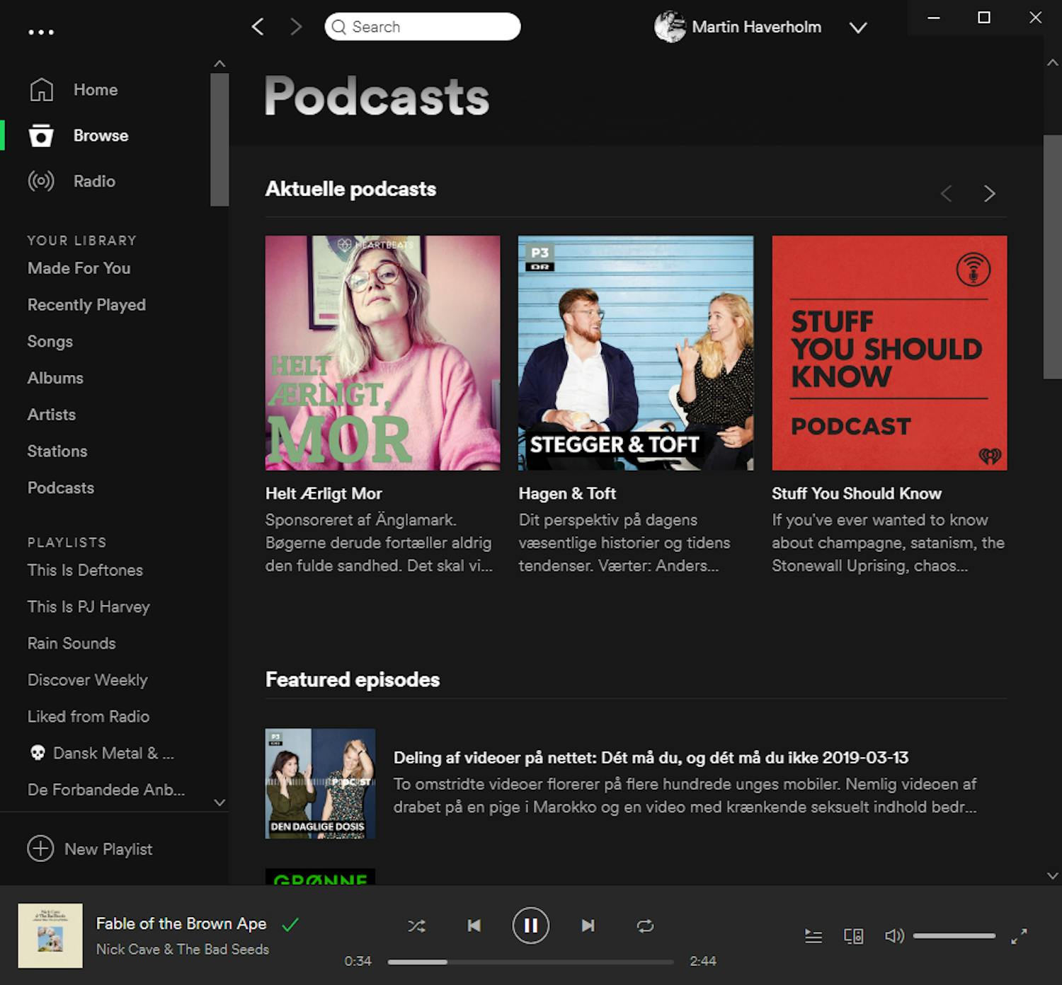 Spotifys brugerflade på en PC - bedste gratis podcast app